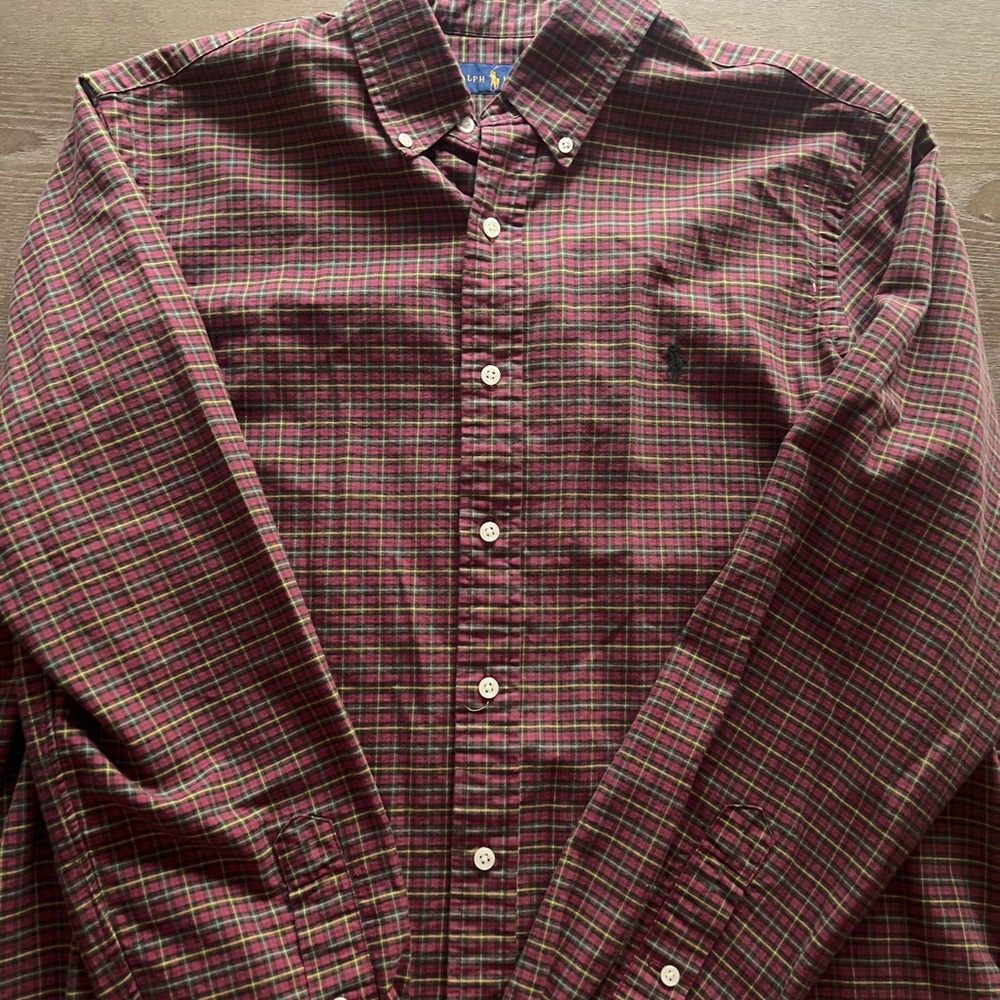 Ralph Lauren Red and Green Plaid Button-Down Shirt